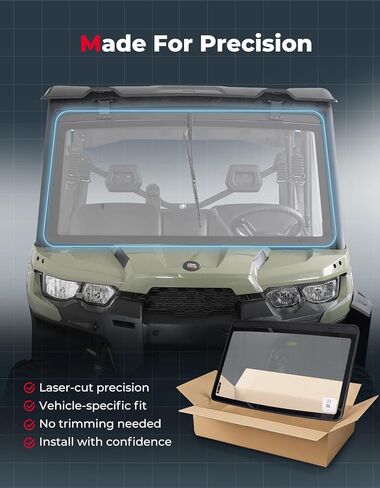 KEMIMOTO Glass Windshield Compatible with Can-Am Defender, 5MM Thick DOT Approved Laminated Safety Glass, Scratch Resistant Than Polycarbonate, Includes Manual Wipers in Saudi Arabia