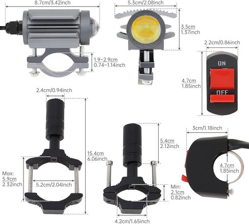 Windance 2PCS Motorcycle LED Headlight,4 Modes Hi/Lo Beam Yellow White 6500K waterproof Aux Spotlight for Tractor Truck/ATV UTV SUV/Boat 9V-85V (Black2pcs) in Kuwait