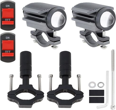 Windance 2PCS Motorcycle LED Headlight,4 Modes Hi/Lo Beam Yellow White 6500K waterproof Aux Spotlight for Tractor Truck/ATV UTV SUV/Boat 9V-85V (Black2pcs) in Kuwait