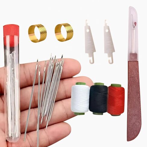 Big Eye Steel Sewing Needles Kit, 34PCS Stainless Steel Needles for Hand Sewing, Big Eye Needle Set, Household Mending Kit for Craft Handcraft Lovers (34pcs) in Saudi Arabia
