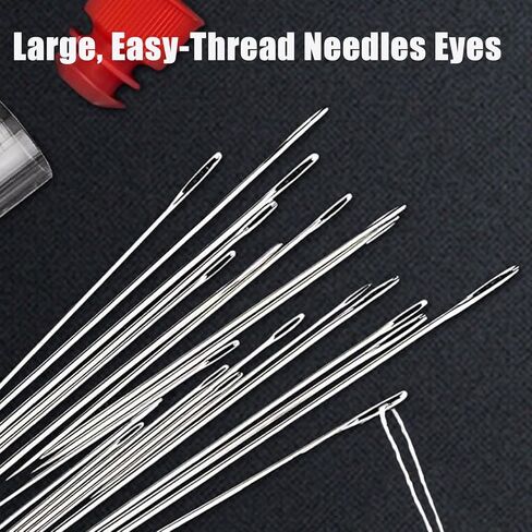 Big Eye Steel Sewing Needles Kit, 34PCS Stainless Steel Needles for Hand Sewing, Big Eye Needle Set, Household Mending Kit for Craft Handcraft Lovers (34pcs) in Saudi Arabia