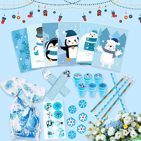TOAPER 192PCS Christmas Party Favors for Kids, Christmas School Stationery Set, Bulk Goodie Bag Stuffers, Classroom Reward Gift Students Exchange Classroom Games Prizes in Saudi Arabia