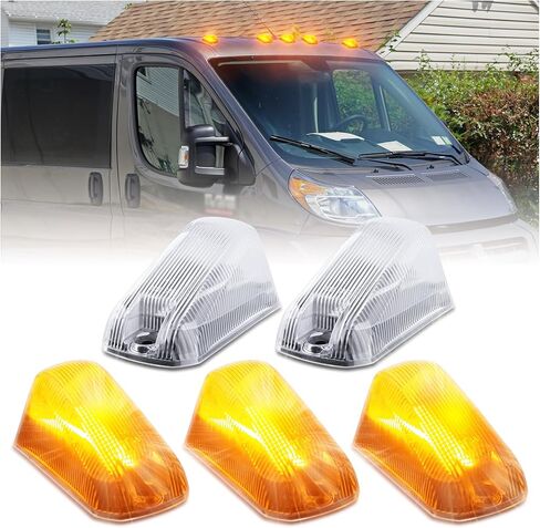 POPMOTORZ 5pcs LED سقف الكابينة ضوء أبيض سقف أعلى التخليص أضواء، ضوء علامة الكابينة لعام 2014-2020 دودج رام PROMASTER 1500 2500 3500 أضواء تشغيل السقف، شاحنات بيك اب in Kuwait