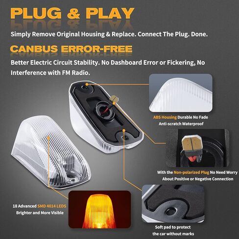 POPMOTORZ 5pcs LED سقف الكابينة ضوء أبيض سقف أعلى التخليص أضواء، ضوء علامة الكابينة لعام 2014-2020 دودج رام PROMASTER 1500 2500 3500 أضواء تشغيل السقف، شاحنات بيك اب in Kuwait