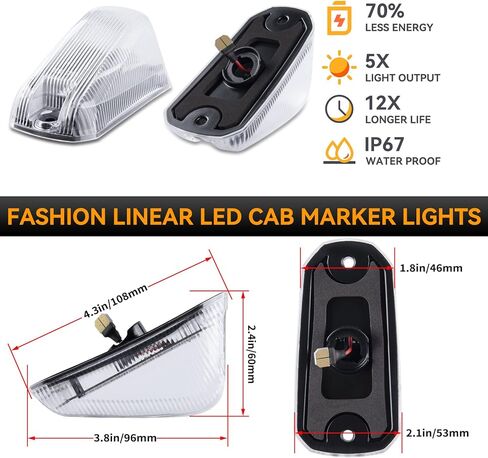 POPMOTORZ 5pcs LED سقف الكابينة ضوء أبيض سقف أعلى التخليص أضواء، ضوء علامة الكابينة لعام 2014-2020 دودج رام PROMASTER 1500 2500 3500 أضواء تشغيل السقف، شاحنات بيك اب in Kuwait