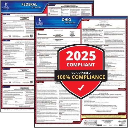 2025 Ohio and Federal Labor Law Poster Set (English, OH State) - OSHA Compliant Laminated Posters, J. J. Keller & Associates, Inc. in Saudi Arabia