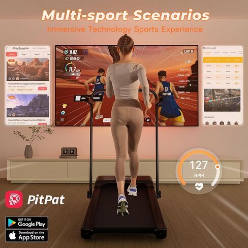 جهاز مشي MJWW مع شريط مقبض، جهاز مشي 3 في 1 قابل للطي للمساحات المنزلية الصغيرة، وسادة مشي محمولة تحت المكتب بقوة 3.0 حصان مع تطبيق، سعة 300 رطل in Kuwait