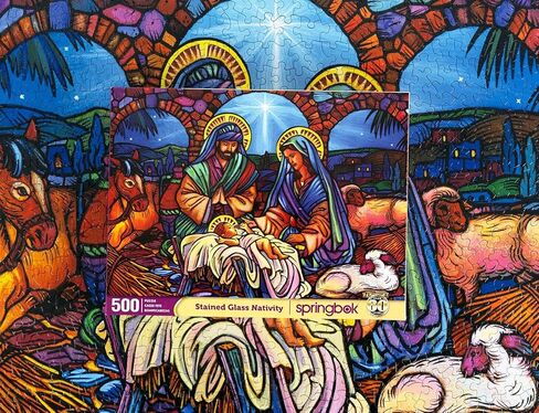 Springbok- Savior is Born 1000 Piece Jigsaw Puzzle - A Nativity Scene is Beautifully Illustrated Celebrating The Meaning of Christmas in Kuwait