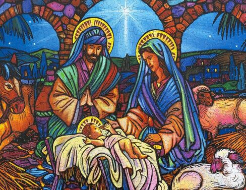 Springbok- Savior is Born 1000 Piece Jigsaw Puzzle - A Nativity Scene is Beautifully Illustrated Celebrating The Meaning of Christmas in Kuwait