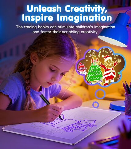 MoKo Led Drawing Message Note Board Rechargeable, 7 Color Light & 3 Modes, 16.9'' Art Dry Erase Lumiboard for Kids with Removable Stand,12 Markers & 2 Tracing Book, Festival Gifts for Boys/Girls in Saudi Arabia