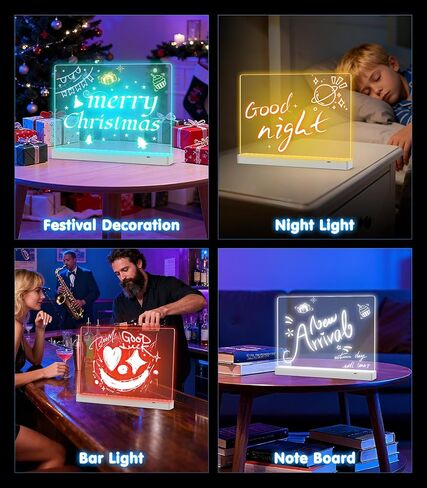 MoKo Led Drawing Message Note Board Rechargeable, 7 Color Light & 3 Modes, 16.9'' Art Dry Erase Lumiboard for Kids with Removable Stand,12 Markers & 2 Tracing Book, Festival Gifts for Boys/Girls in Saudi Arabia
