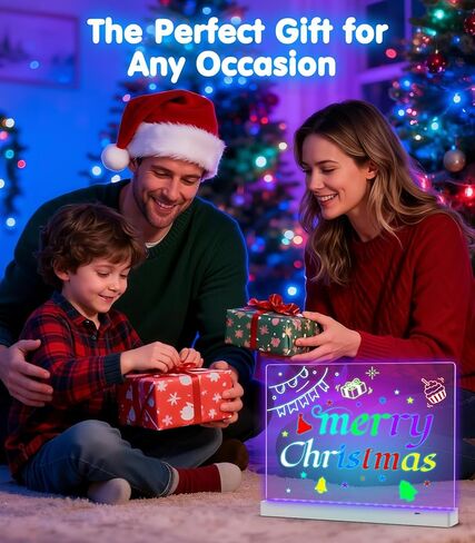MoKo Led Drawing Message Note Board Rechargeable, 7 Color Light & 3 Modes, 16.9'' Art Dry Erase Lumiboard for Kids with Removable Stand,12 Markers & 2 Tracing Book, Festival Gifts for Boys/Girls in Saudi Arabia