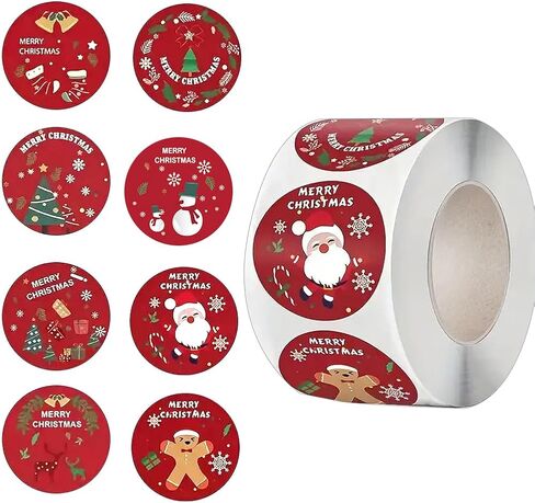 500 قطعة من ملصقات عيد الميلاد 10 تصميمات لجرس عيد الميلاد للعطلات الشتوية ملصقات لاصقة مستديرة لبطاقات عيد الميلاد DIY هدية وديكورات الحفلات in Kuwait