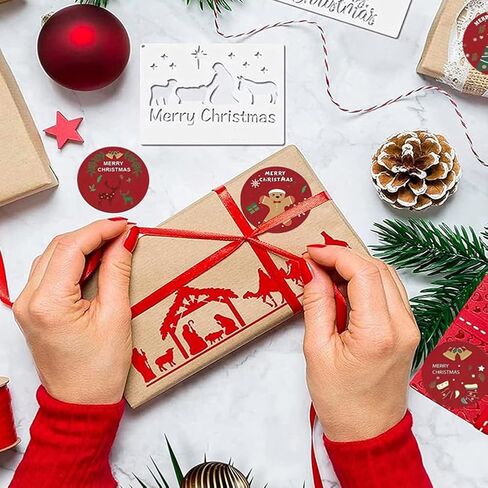 500 قطعة من ملصقات عيد الميلاد 10 تصميمات لجرس عيد الميلاد للعطلات الشتوية ملصقات لاصقة مستديرة لبطاقات عيد الميلاد DIY هدية وديكورات الحفلات in Kuwait