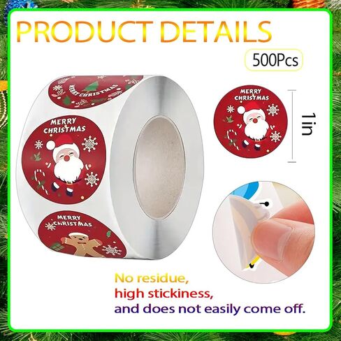 500 قطعة من ملصقات عيد الميلاد 10 تصميمات لجرس عيد الميلاد للعطلات الشتوية ملصقات لاصقة مستديرة لبطاقات عيد الميلاد DIY هدية وديكورات الحفلات in Kuwait
