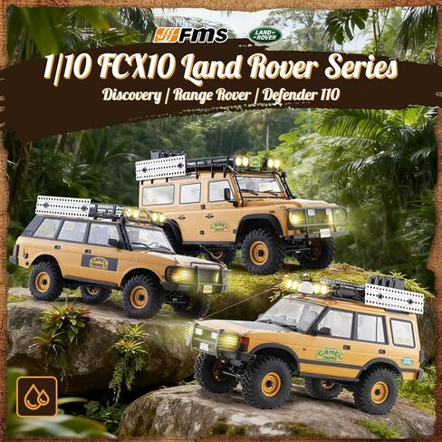 BEEZRC FMS 1/10 FCX10 RC Crawler سلسلة لاند روفر المعتمدة رسميًا، إصدار كأس الجمل RC نموذج 4WD RC شاحنة روك، 2.4 جيجا هرتز درجة هواية، مركبة RC للطرق الوعرة للبالغين RS (Defender 110) in Kuwait
