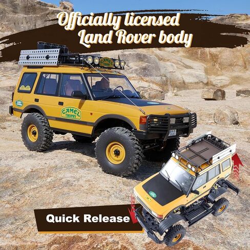 BEEZRC FMS 1/10 FCX10 RC Crawler سلسلة لاند روفر المعتمدة رسميًا، إصدار كأس الجمل RC نموذج 4WD RC شاحنة روك، 2.4 جيجا هرتز درجة هواية، مركبة RC للطرق الوعرة للبالغين RS (Defender 110) in Kuwait