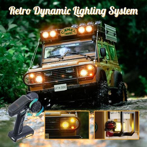 BEEZRC FMS 1/10 FCX10 RC Crawler سلسلة لاند روفر المعتمدة رسميًا، إصدار كأس الجمل RC نموذج 4WD RC شاحنة روك، 2.4 جيجا هرتز درجة هواية، مركبة RC للطرق الوعرة للبالغين RS (Defender 110) in Kuwait