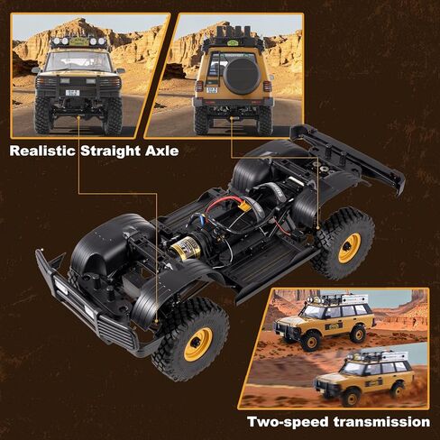 BEEZRC FMS 1/10 FCX10 RC Crawler سلسلة لاند روفر المعتمدة رسميًا، إصدار كأس الجمل RC نموذج 4WD RC شاحنة روك، 2.4 جيجا هرتز درجة هواية، مركبة RC للطرق الوعرة للبالغين RS (Defender 110) in Kuwait