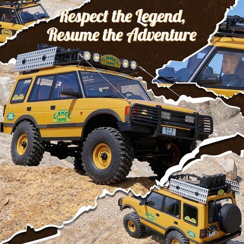 BEEZRC FMS 1/10 FCX10 RC Crawler سلسلة لاند روفر المعتمدة رسميًا، إصدار كأس الجمل RC نموذج 4WD RC شاحنة روك، 2.4 جيجا هرتز درجة هواية، مركبة RC للطرق الوعرة للبالغين RS (Defender 110) in Kuwait