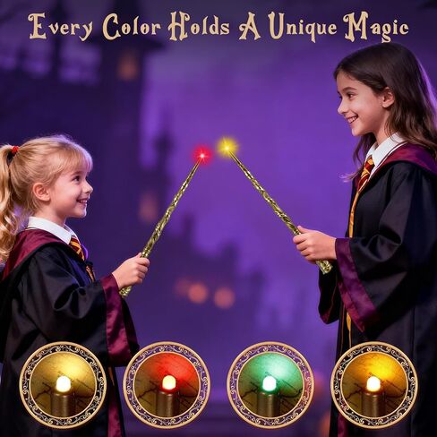 KingVows Light Up Magic Wizard Wand with 4 Color Lights & Sound Illuminating Witch Sorcerer Toys for Kids Roleplay and Party Fun, Golden, 2 Pack in Saudi Arabia