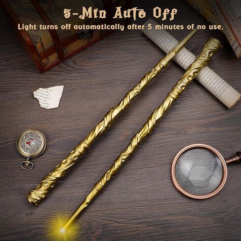 KingVows Light Up Magic Wizard Wand with 4 Color Lights & Sound Illuminating Witch Sorcerer Toys for Kids Roleplay and Party Fun, Golden, 2 Pack in Saudi Arabia