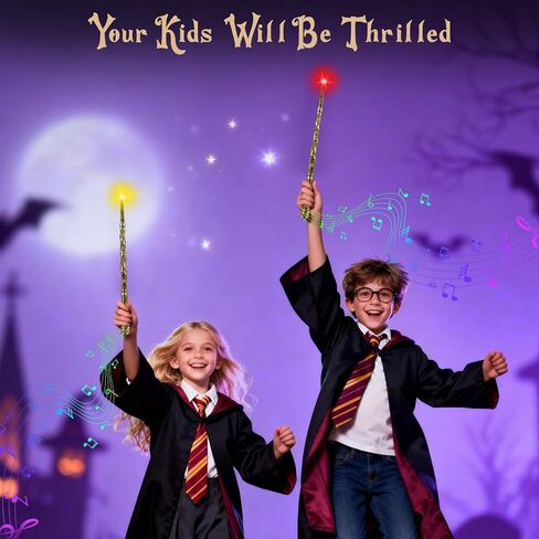 KingVows Light Up Magic Wizard Wand with 4 Color Lights & Sound Illuminating Witch Sorcerer Toys for Kids Roleplay and Party Fun, Golden, 2 Pack in Saudi Arabia