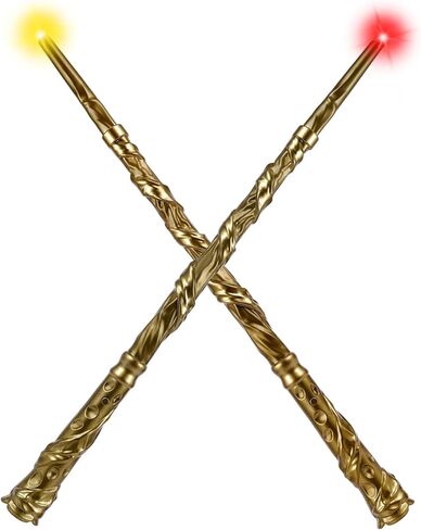 KingVows Light Up Magic Wizard Wand with 4 Color Lights & Sound Illuminating Witch Sorcerer Toys for Kids Roleplay and Party Fun, Golden, 2 Pack in Saudi Arabia