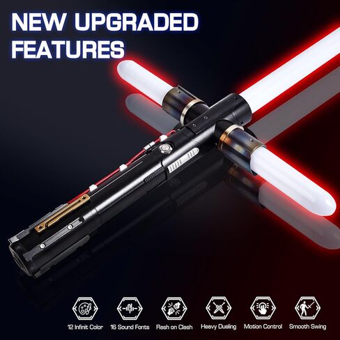Heavy Dueling Light Saber Motion Control Smooth Swing Crossguard Light Saber with 12 RGB Colors 16 Sound Fonts Heavy Metal Handle and Replaceable Blade, Light Sabers for Adults in Saudi Arabia