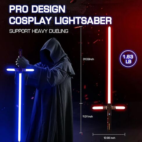 Heavy Dueling Light Saber Motion Control Smooth Swing Crossguard Light Saber with 12 RGB Colors 16 Sound Fonts Heavy Metal Handle and Replaceable Blade, Light Sabers for Adults in Saudi Arabia