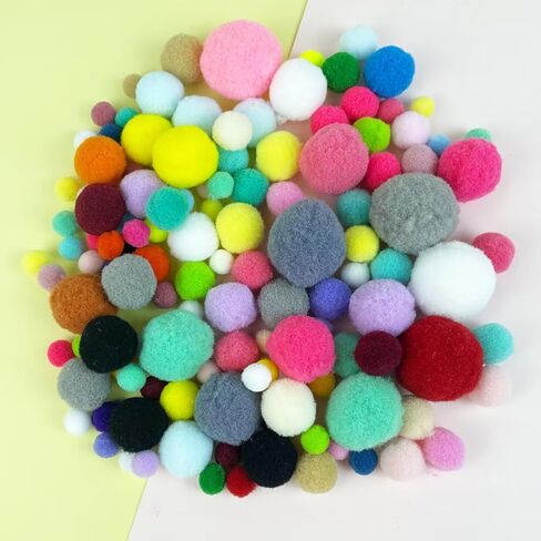 130PCS Pom Pom Balls Craft Pompoms for DIY Crafts Assorted Bright Color Pompoms for Holiday Party Decor Christmas Supplies 5 Sizes in Saudi Arabia