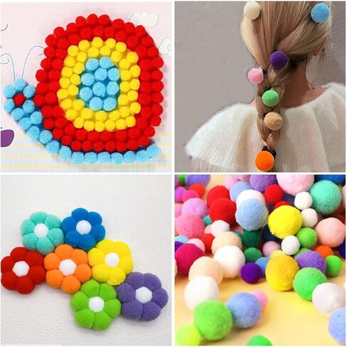 130PCS Pom Pom Balls Craft Pompoms for DIY Crafts Assorted Bright Color Pompoms for Holiday Party Decor Christmas Supplies 5 Sizes in Saudi Arabia