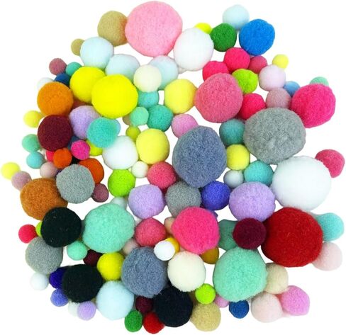 130PCS Pom Pom Balls Craft Pompoms for DIY Crafts Assorted Bright Color Pompoms for Holiday Party Decor Christmas Supplies 5 Sizes in Saudi Arabia
