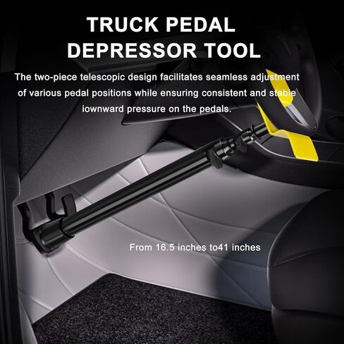 21520 Brake Pedal Depressor Tool & Hood Thruster, Universal Adjustable Truck Pedal Holder (16.5" to 40.8") & Hood Prop Rod - Compatible with Most Heavy Duty Trucks & Vehicles, Replaces 21520 45900 in Saudi Arabia