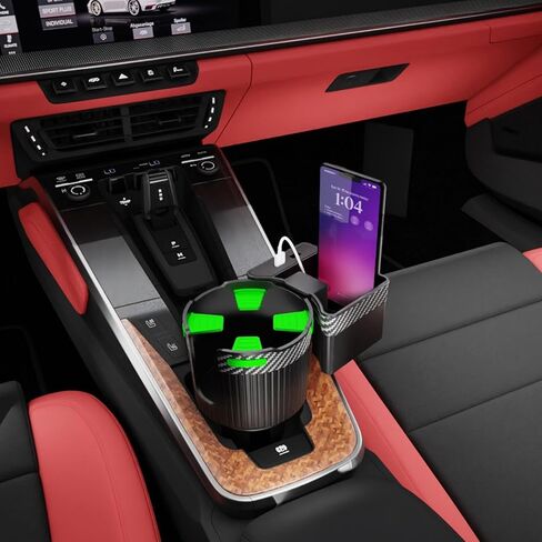 Big Cup Holder Phone Holder for Your car,with Rubber Lining Rotable cupholder Base Safely Hold The Big Water Bottle and Support Cellphone Charge. (BJ-2377B) in Saudi Arabia