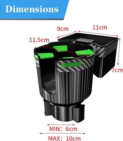 Big Cup Holder Phone Holder for Your car,with Rubber Lining Rotable cupholder Base Safely Hold The Big Water Bottle and Support Cellphone Charge. (BJ-2377B) in Saudi Arabia
