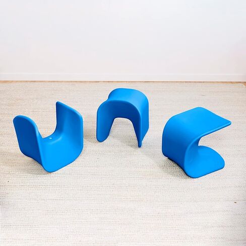 ECR4Kids Wave Seat, 14in - 15.1in Seat Height, Perch Stool, Cyan, 2-Pack in Kuwait
