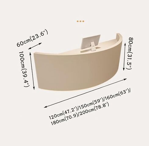BK&MF Modern Curved Reception Desk 47-59Inch Front Counter Table White Front Counter Table with Storage and Lockable Drawer for Salon Lobby Shop,E,120x60x100cm(47x24x39inch) in Saudi Arabia