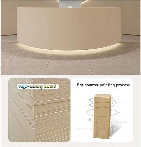 BK&MF Modern Curved Reception Desk 47-59Inch Front Counter Table White Front Counter Table with Storage and Lockable Drawer for Salon Lobby Shop,E,120x60x100cm(47x24x39inch) in Saudi Arabia