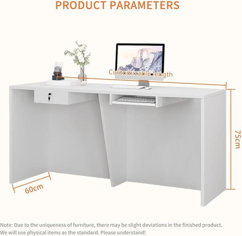 Office Front Desk Reception,L Shaped Checkout Counter Anti-Scratch Modern Small Retail Counter 18mm,Reception Room Table with Cable Grommet/Storage Shelves for Beauty Salon, Lobby C 100 * 60 * 75CM in Saudi Arabia