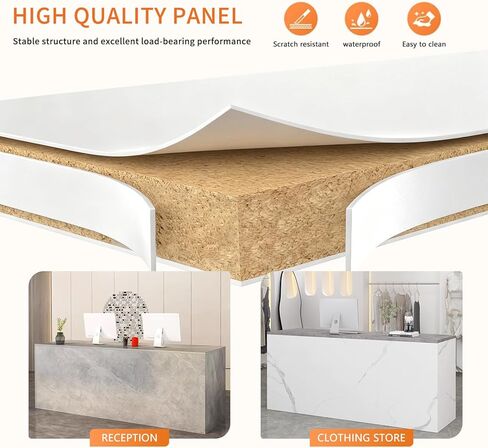 Office Front Desk Reception,L Shaped Checkout Counter Anti-Scratch Modern Small Retail Counter 18mm,Reception Room Table with Cable Grommet/Storage Shelves for Beauty Salon, Lobby C 100 * 60 * 75CM in Saudi Arabia