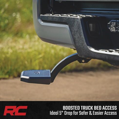 عتبة سرير قابلة للسحب من Rough Country لسيارة Toyota Tacoma (2016-2023) - درجة إسقاط يدوية للباب الخلفي، سطح درجة غير قابل للانزلاق مقاس 6 بوصات، تثبيت بمسامير in Kuwait