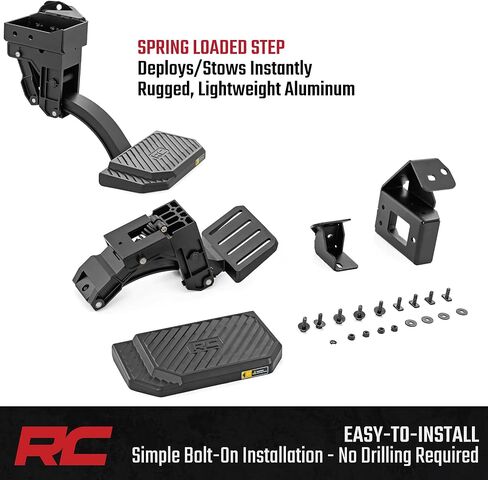 عتبة سرير قابلة للسحب من Rough Country لسيارة Toyota Tacoma (2016-2023) - درجة إسقاط يدوية للباب الخلفي، سطح درجة غير قابل للانزلاق مقاس 6 بوصات، تثبيت بمسامير in Kuwait