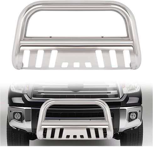 KUAFU Bull Bar Brush Guard Compatible with 2007-2021 Toyota Tundra & 2008-2022 Toyota Sequoia Front Bumper Grille Grill Guard Impact Bar Tubing Brush Push Bar 304 Stainless Steel Polishing Silvery in Saudi Arabia