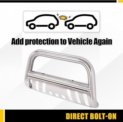 KUAFU Bull Bar Brush Guard Compatible with 2007-2021 Toyota Tundra & 2008-2022 Toyota Sequoia Front Bumper Grille Grill Guard Impact Bar Tubing Brush Push Bar 304 Stainless Steel Polishing Silvery in Saudi Arabia