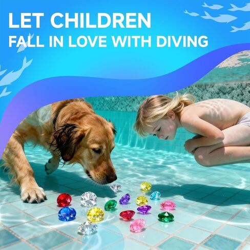 Diving gem Pool Toys Sand Toys,16 Big Colorful Diamond with Pirate Treasure Chest Summer Training Swimming Diving Underwater Toy Children's Game Gifts (Bronzing) in Saudi Arabia