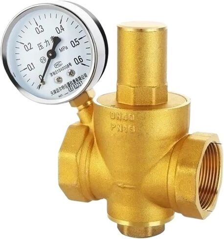 1 قطعة G 1/2 "3/4" 1 "2" النحاس صمام تقليل ضغط المياه DN15/DN20/DN25/DN32 منظم قابل للتعديل صمام تخفيف الضغط (DN32 ، مع مقياس) in Saudi Arabia