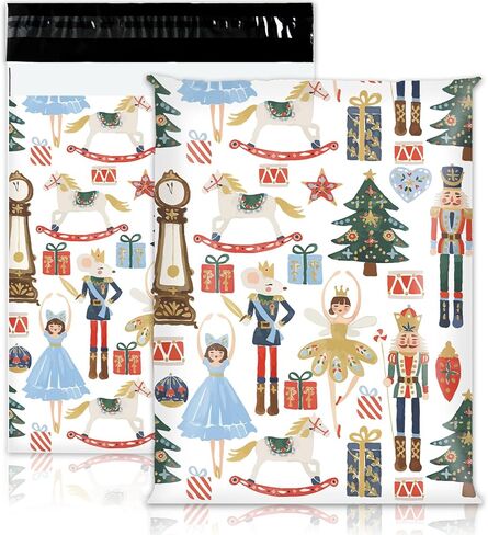 100Pcs Christmas Poly Mailers 10 x 13 Inch Watercolor Pink Nutcracker Packaging Bags Cute Self Sealing Mailing Envelope Bags for Small Business Clothing in Saudi Arabia