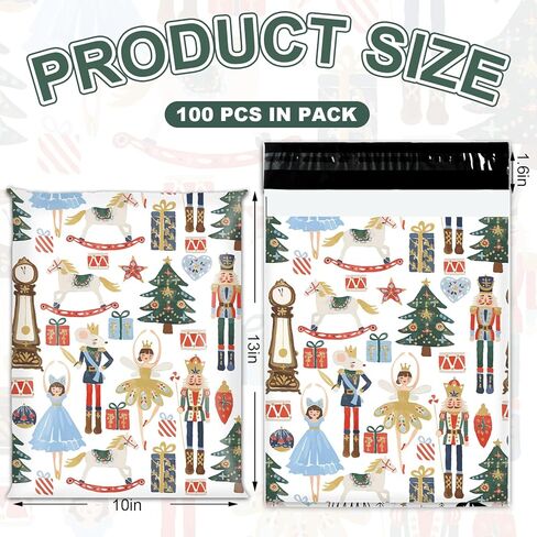 100Pcs Christmas Poly Mailers 10 x 13 Inch Watercolor Pink Nutcracker Packaging Bags Cute Self Sealing Mailing Envelope Bags for Small Business Clothing in Saudi Arabia