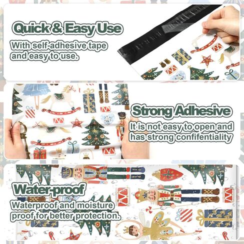 100Pcs Christmas Poly Mailers 10 x 13 Inch Watercolor Pink Nutcracker Packaging Bags Cute Self Sealing Mailing Envelope Bags for Small Business Clothing in Saudi Arabia